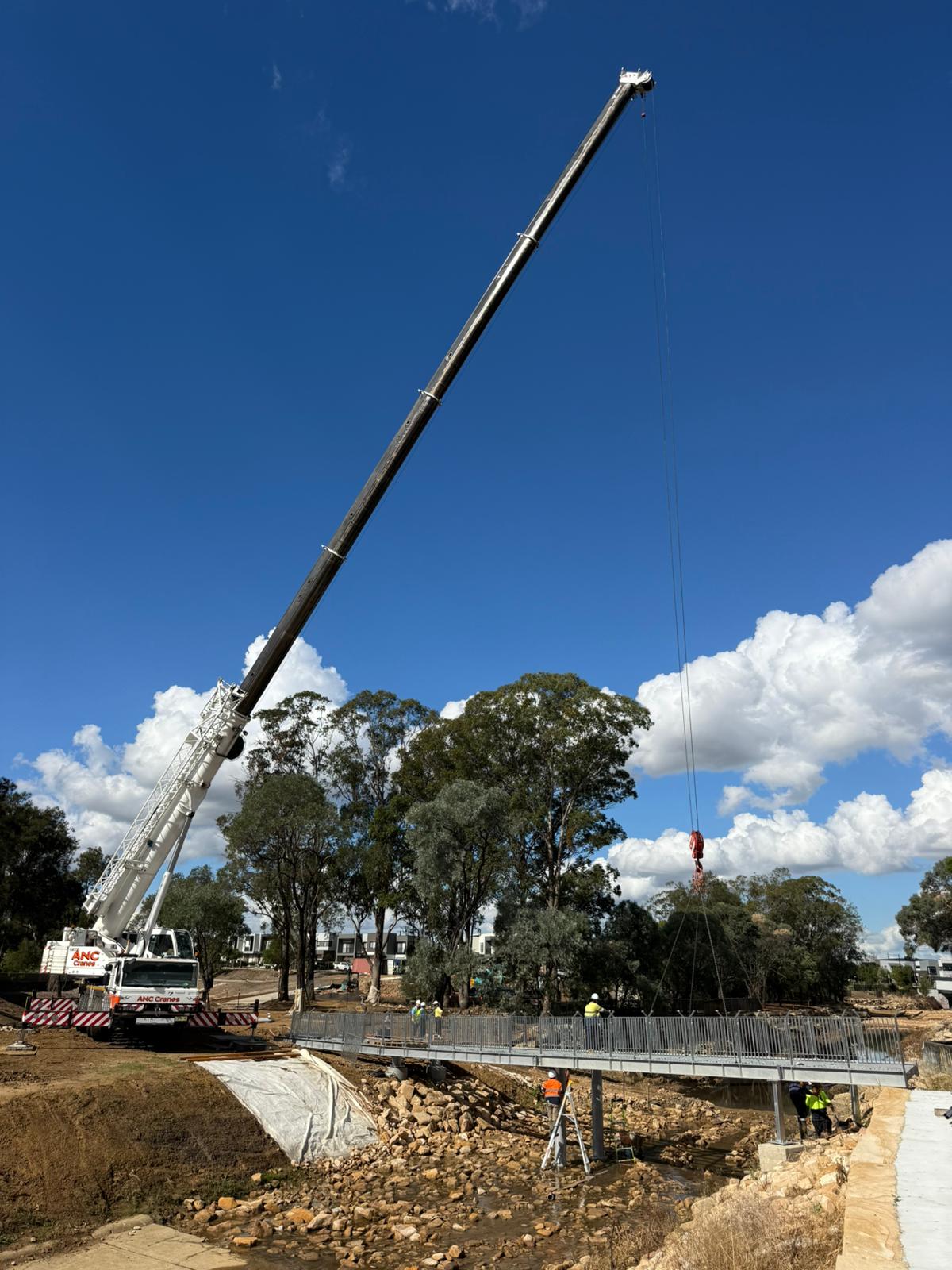 ANC Cranes 100 tonne crane installing bridge components