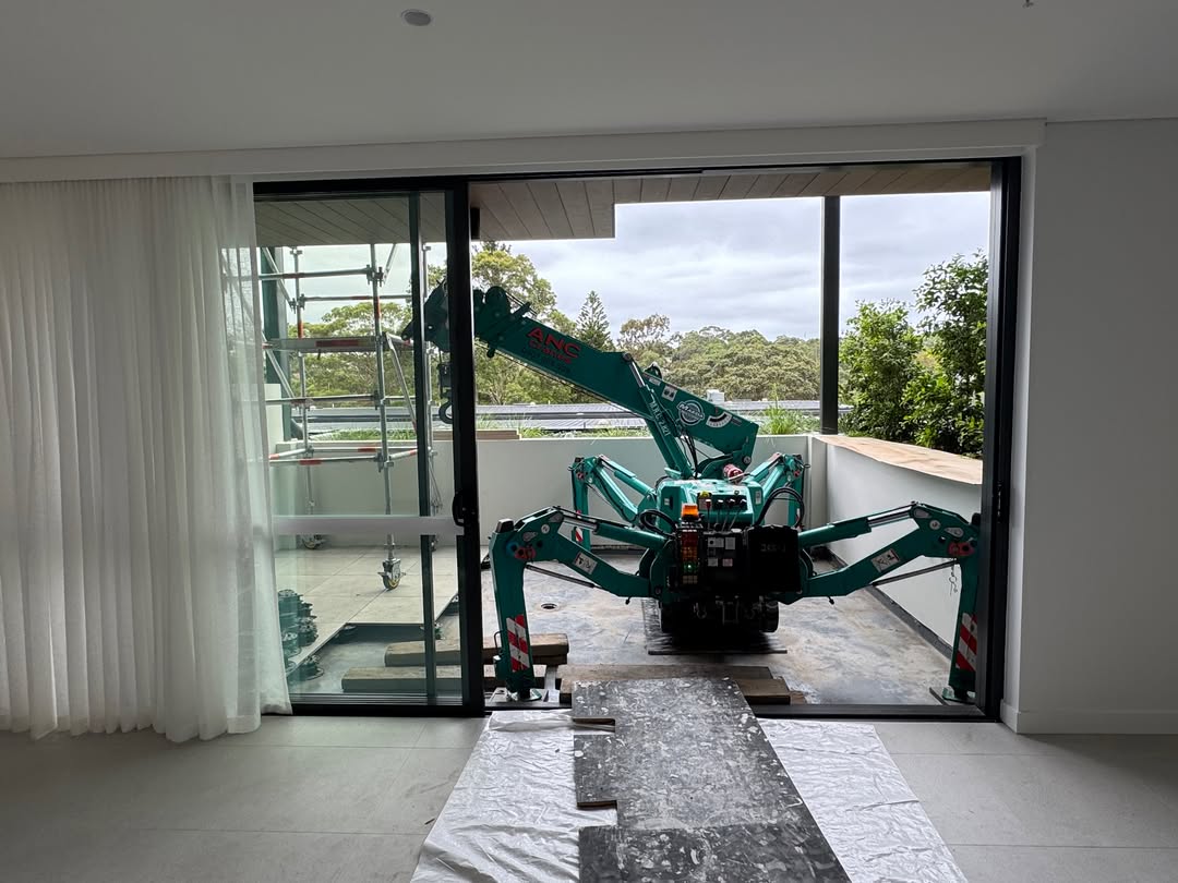 Maeda mini crane set up for balcony access